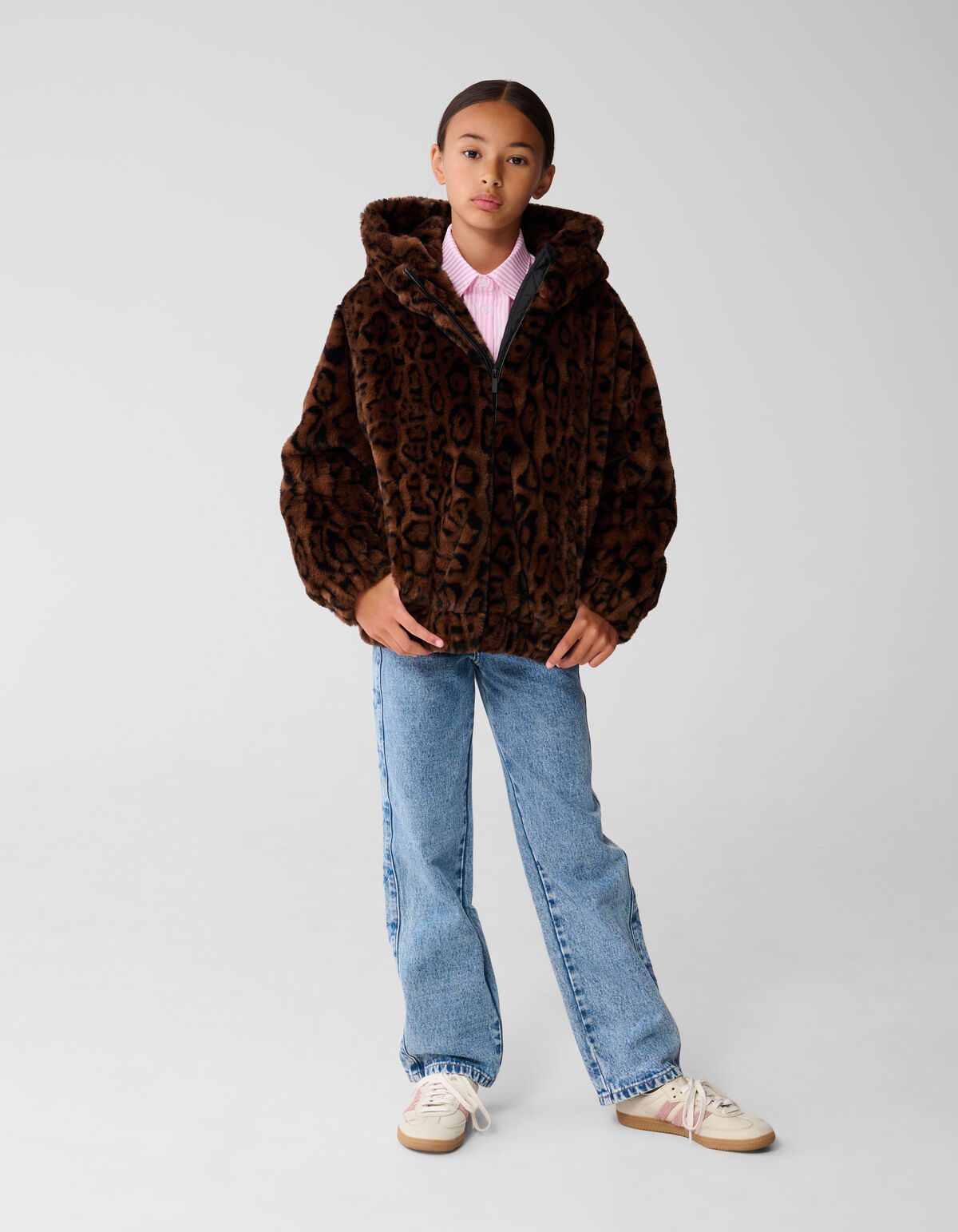 Pelz Leopard Jacke Braun SHOEBY GIRLS