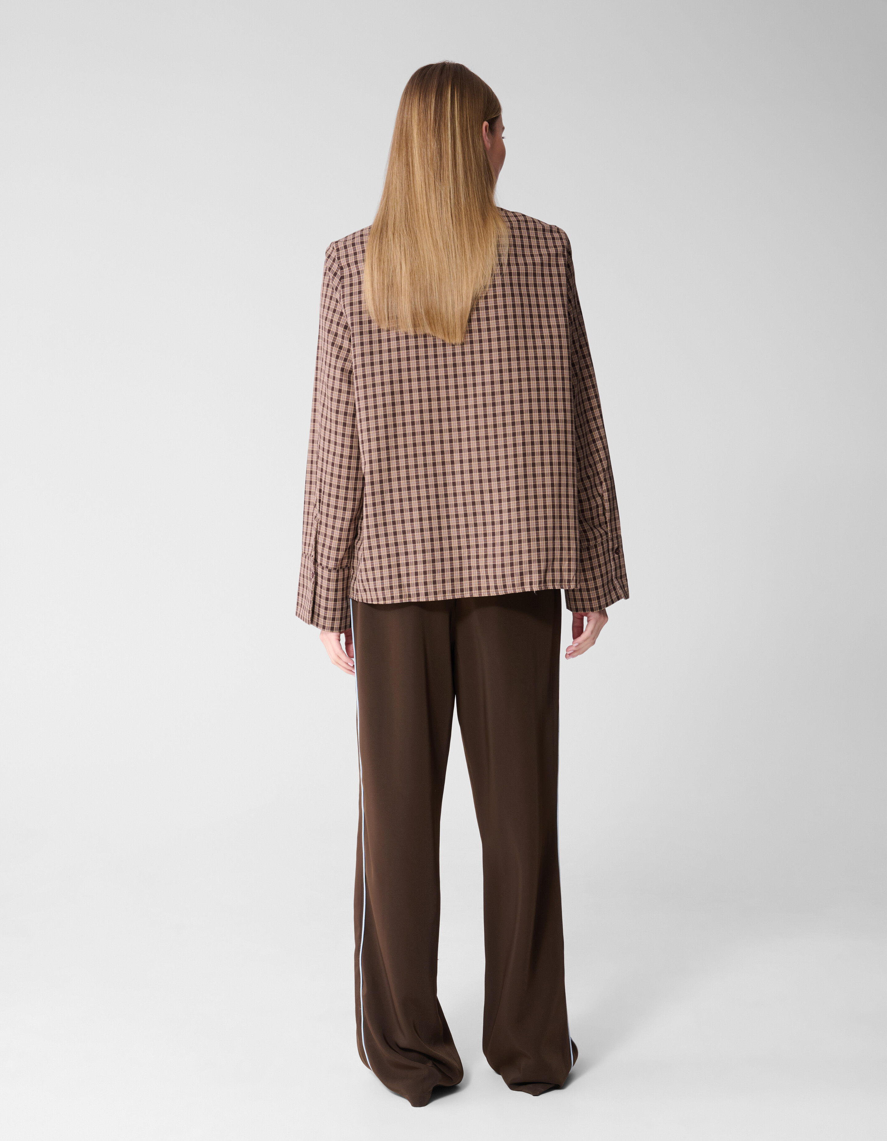 Sportliche Piping-Hose mit weitem Bein, Braun SHOEBY WOMEN