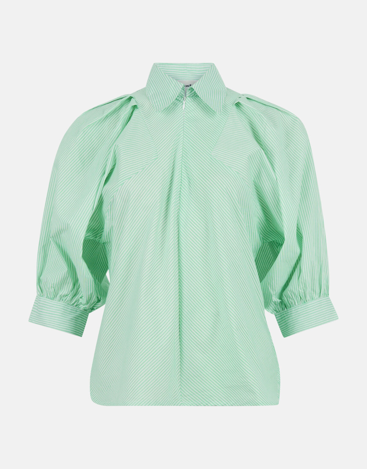 Zipper Stripe Blouse Groen SHOEBY WOMEN