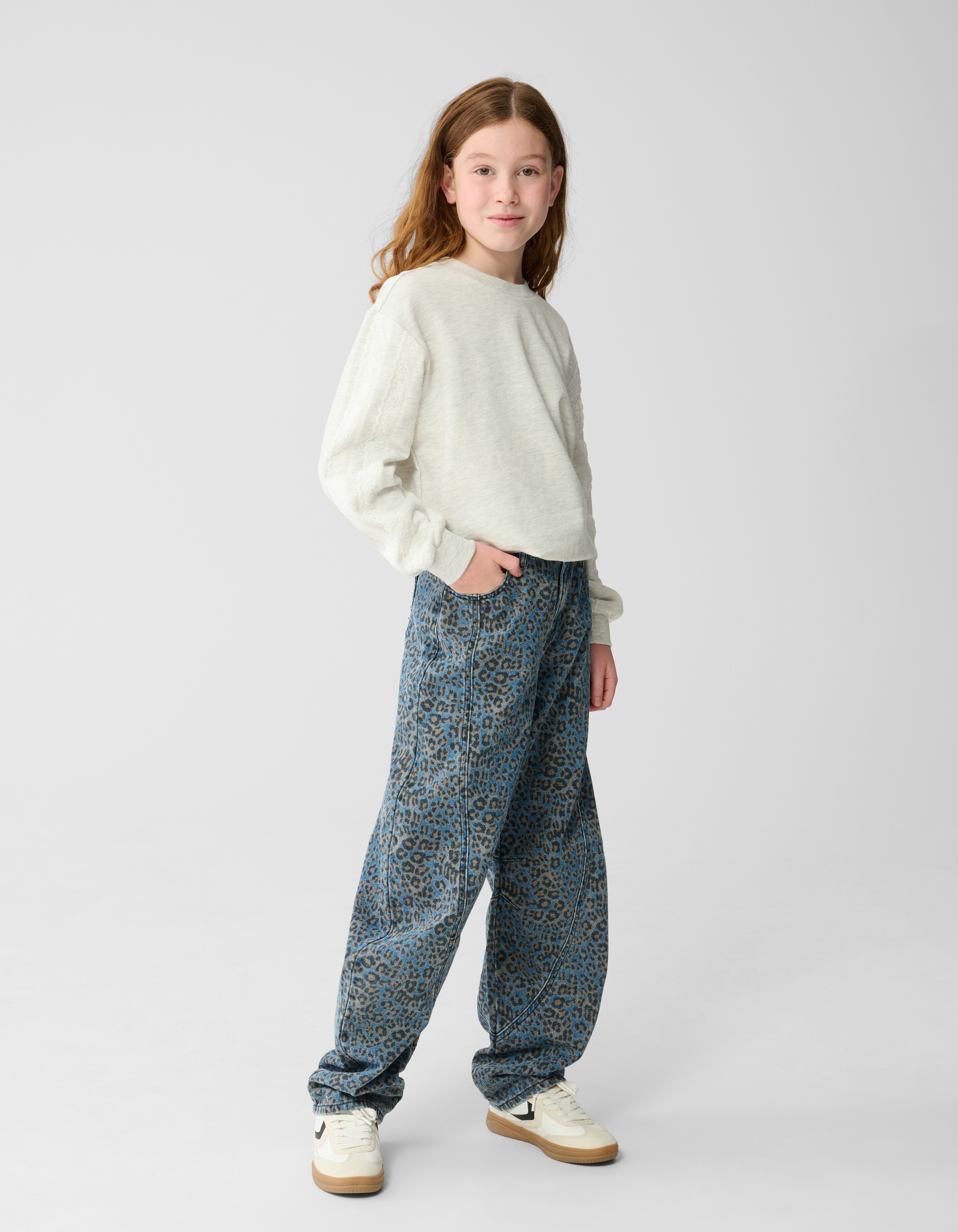 Leopard Barrel Fit Jeans Blau SHOEBY GIRLS