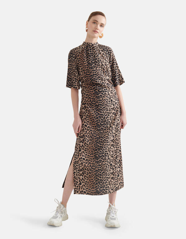 Leopard bedrucktes Kleid Braun SHOEBY WOMEN