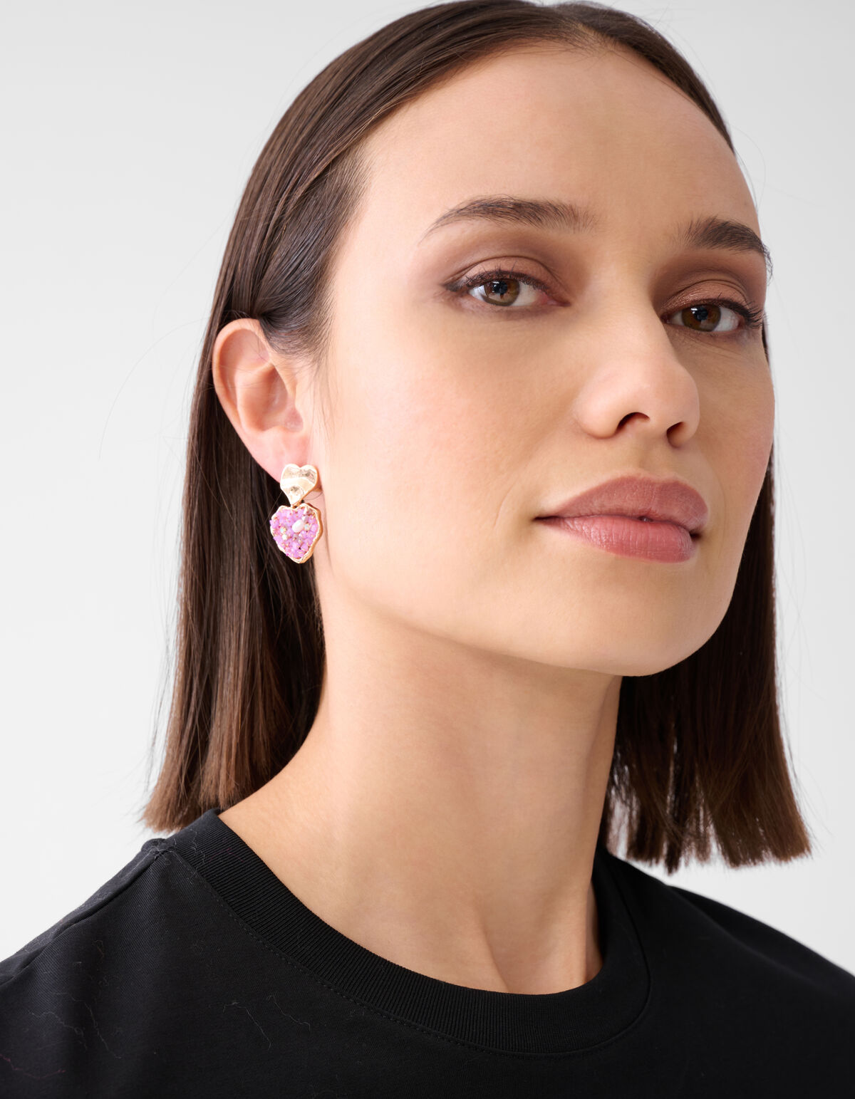 Perlenohrringe Herz Rosa SHOEBY ACCESSOIRES