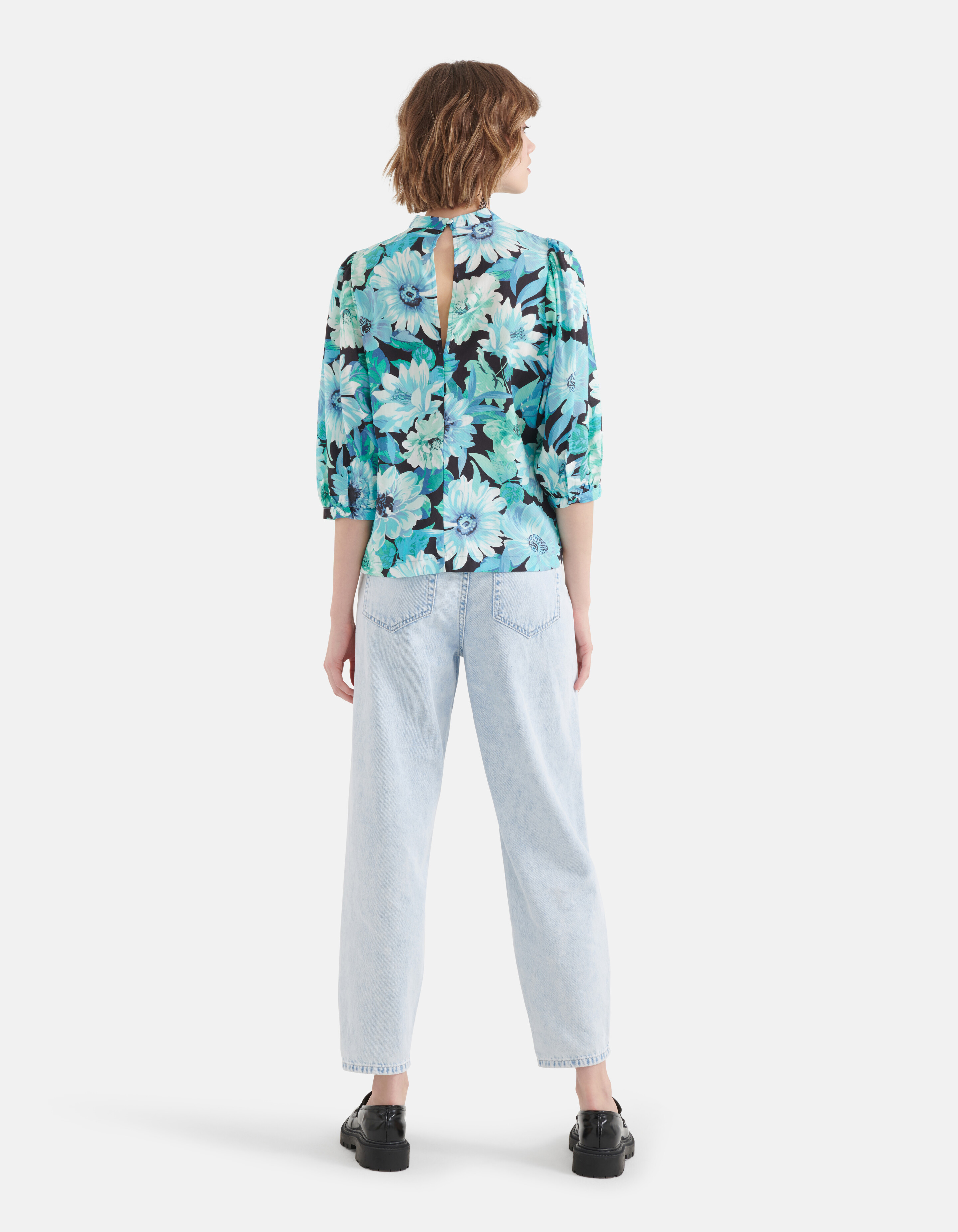 Top mit Blumenmuster Blau SHOEBY WOMEN