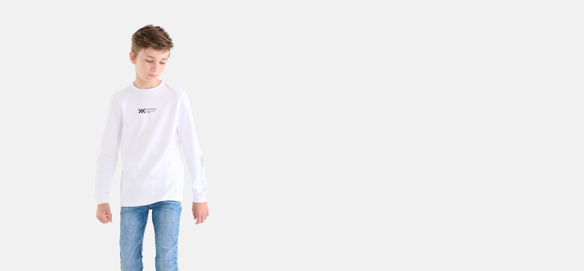 Grafik-Langarmshirt Weiß SHOEBY BOYS