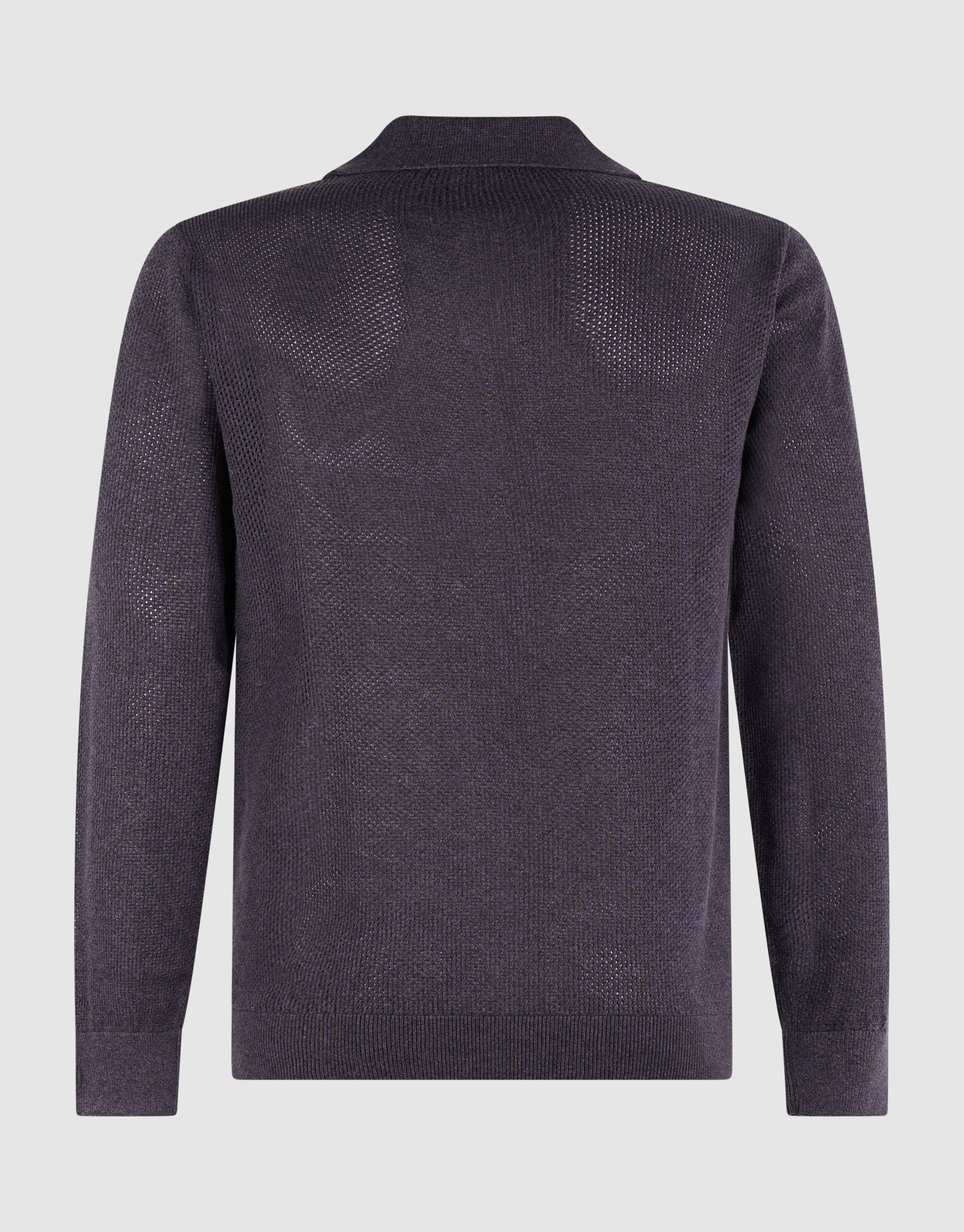 Lang&auml;rmliges Strick-Polohemd Dunkelviolett SHOEBY MEN