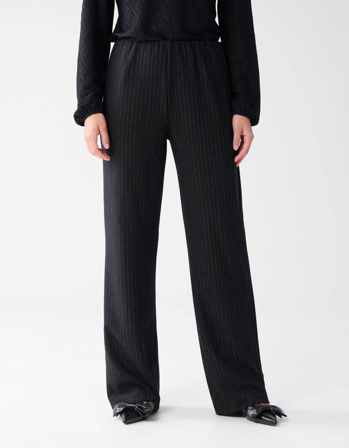 Lurex Hose mit weitem Bein Schwarz SHOEBY WOMEN