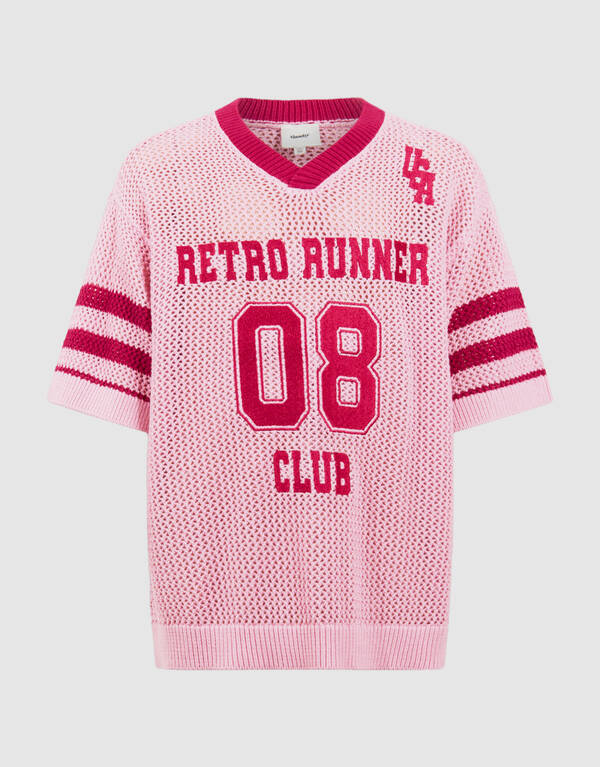 Strick-Baseball-T-Shirt Rosa SHOEBY GIRLS