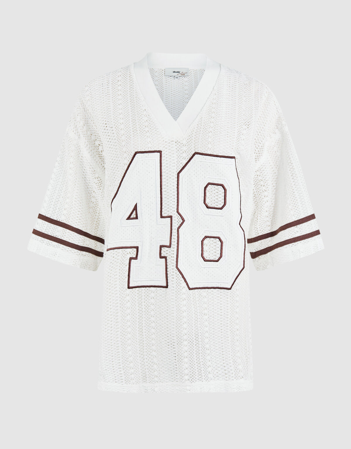 Übergrößen-Baseball-T-Shirt Gebrochenes Weiß Von F SHOEBY WOMEN