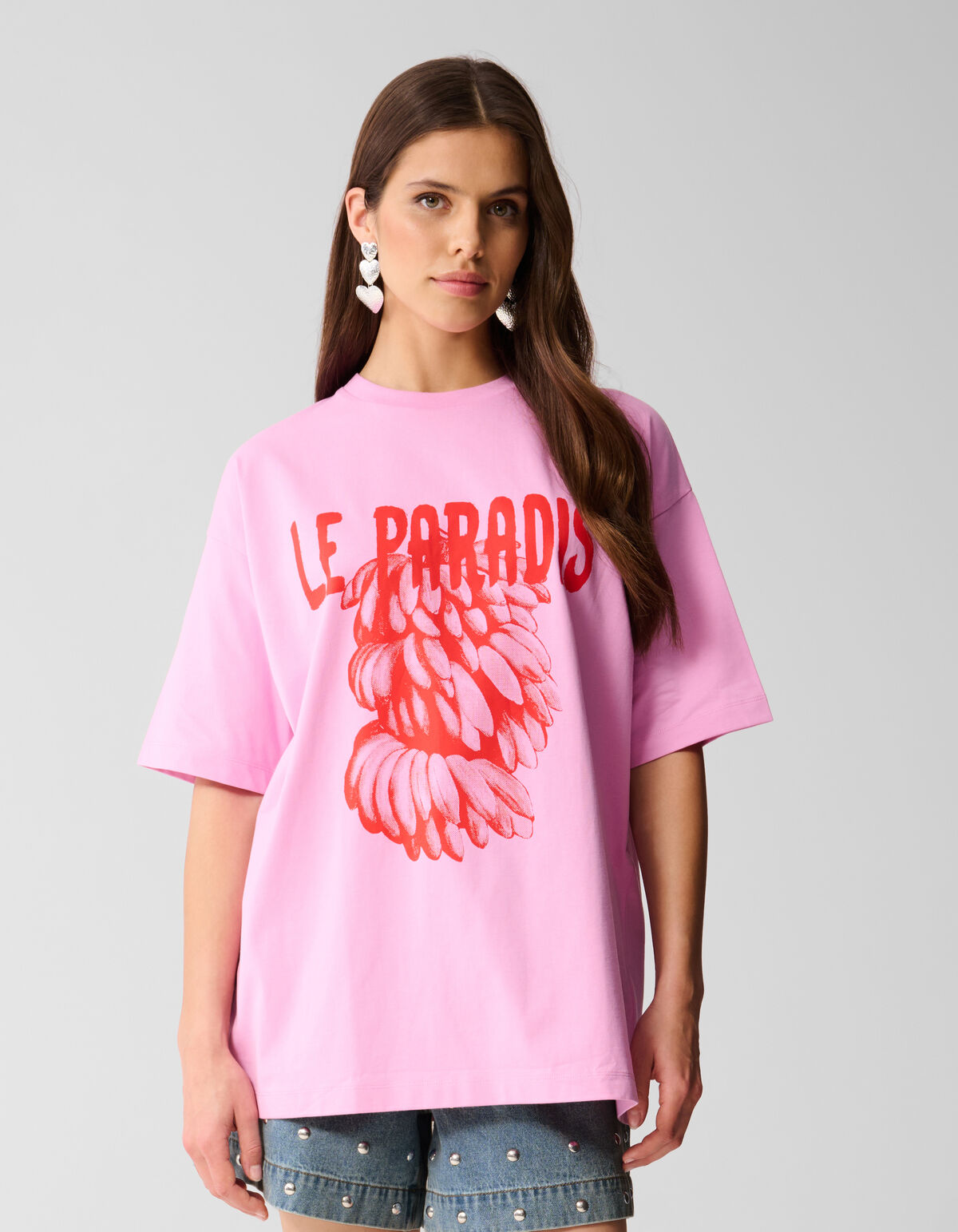 Übergroßes Kunstwerk-T-Shirt Rosa von Lizzy SHOEBY WOMEN