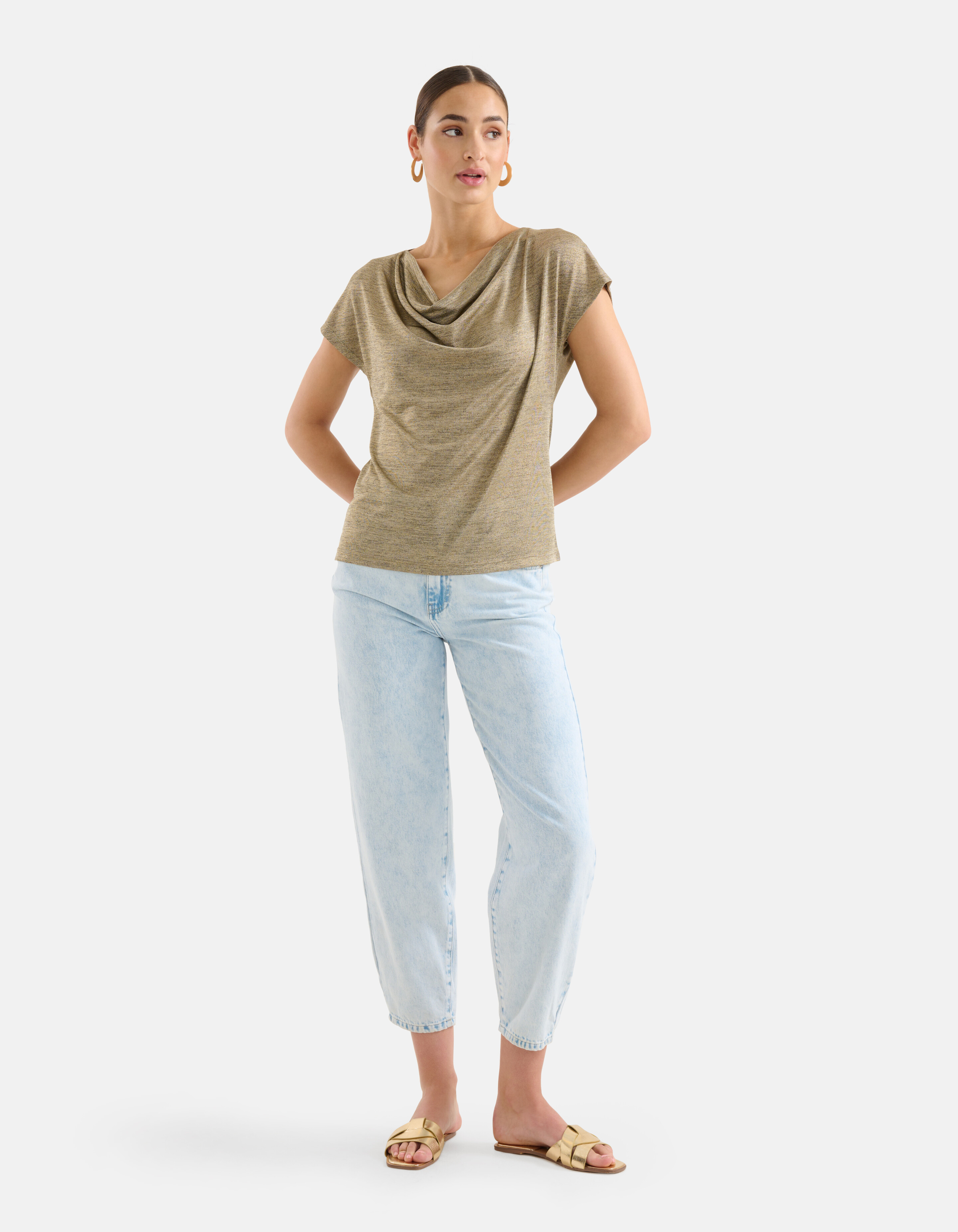 Drapiertes Glitzer-Top Gold SHOEBY WOMEN