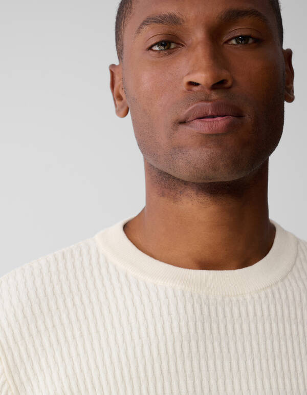 Strukturpullover gebrochenes Weiß SHOEBY MEN