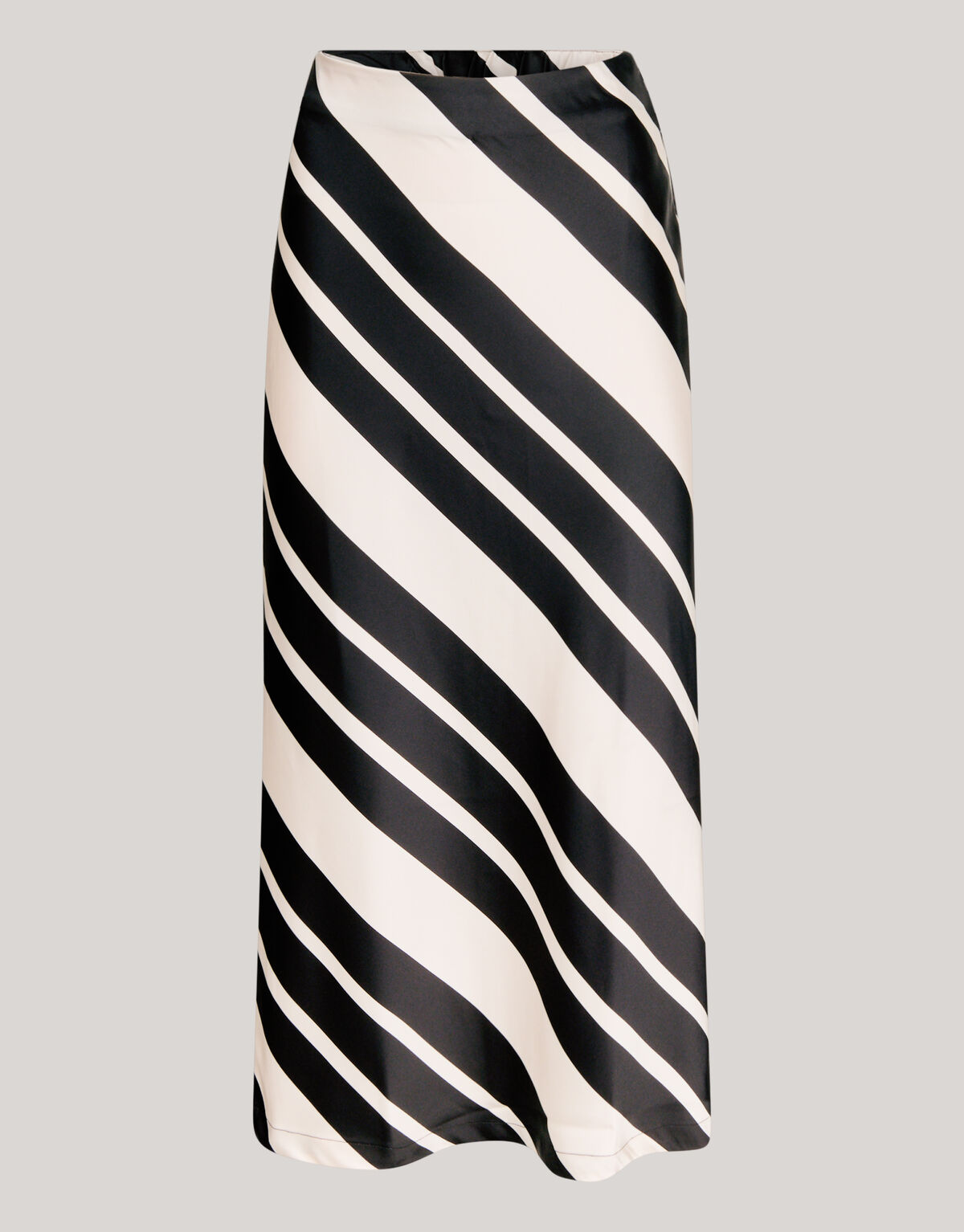 Gestreepte Satijnen Midi Rok Zwart/Wit SHOEBY WOMEN