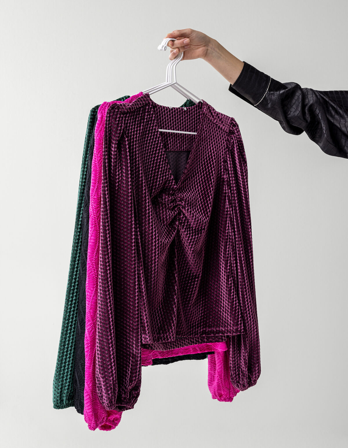 Top mit Samt-V-Ausschnitt Lila SHOEBY WOMEN