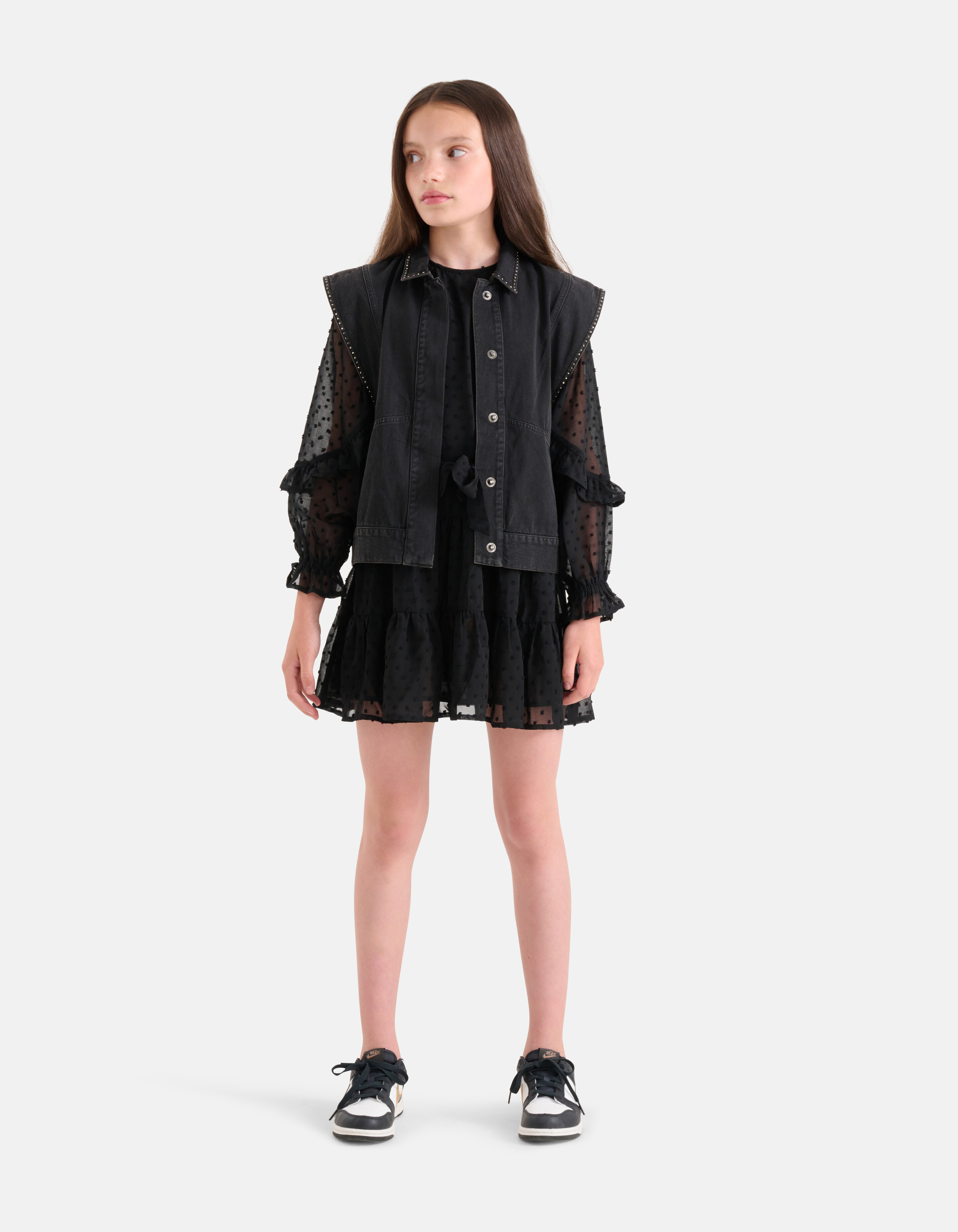 Nieten-Stickerei Gilet Dunkelgrau SHOEBY GIRLS