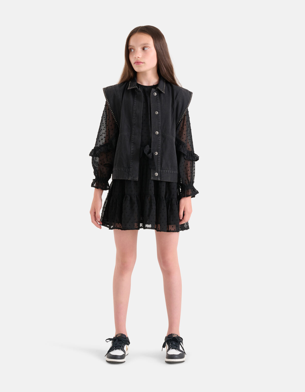 Nieten-Stickerei Gilet Dunkelgrau SHOEBY GIRLS