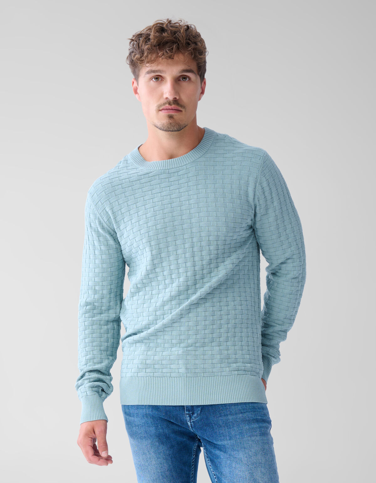 Struktur Pullover Hellgrau SHOEBY MEN