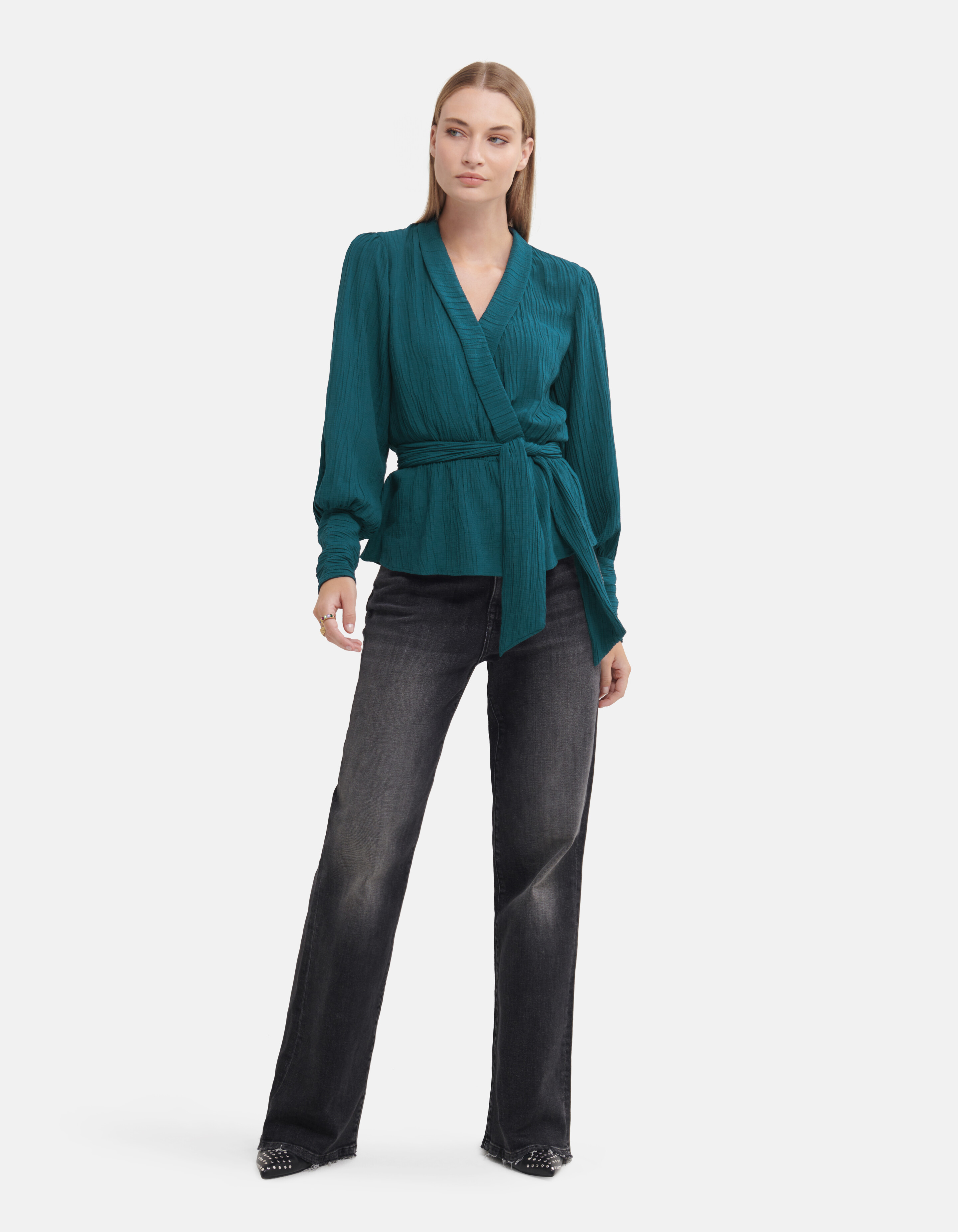 Crinkle-Bluse Blau von Fred SHOEBY WOMEN