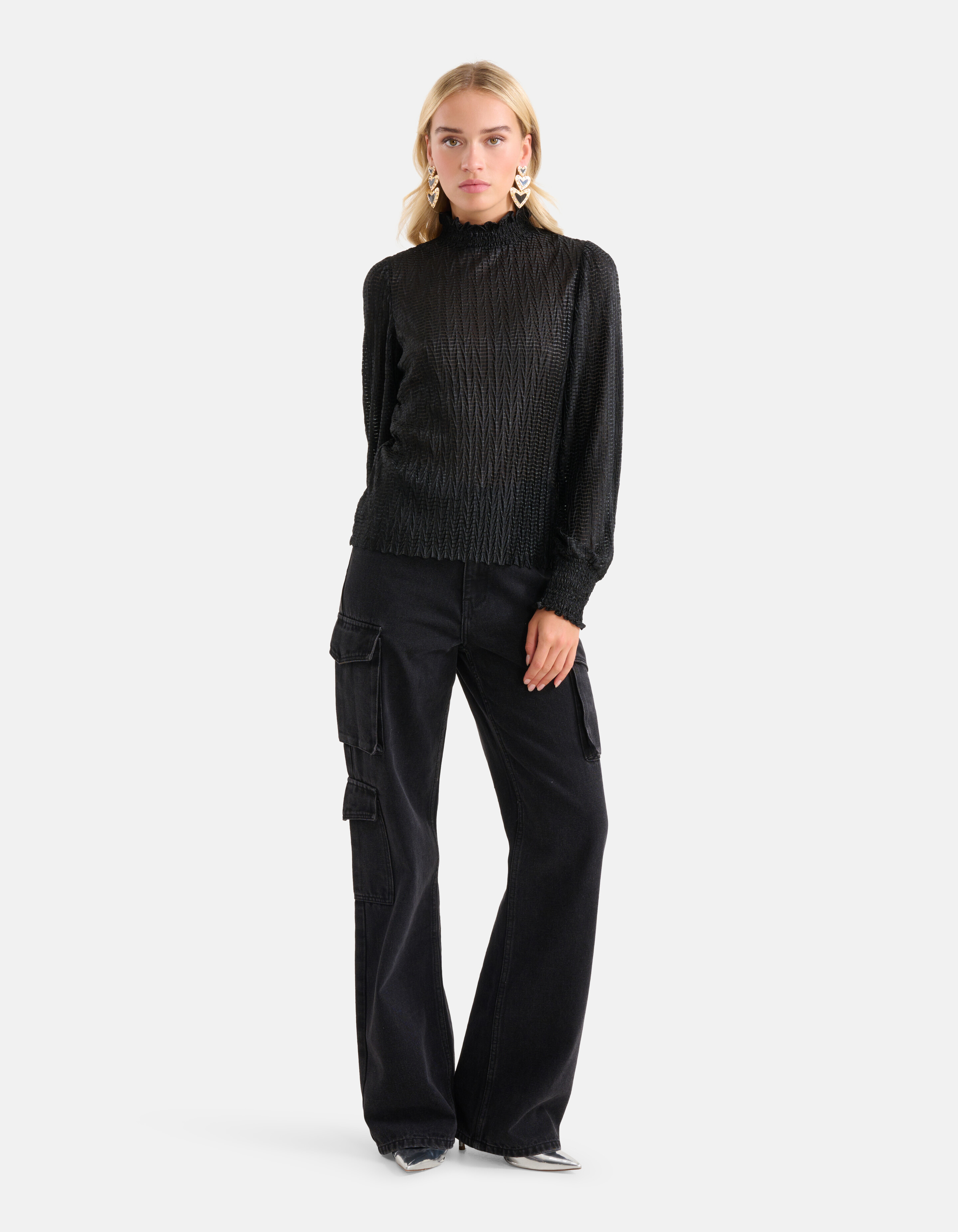 Textur Top Schwarz SHOEBY WOMEN