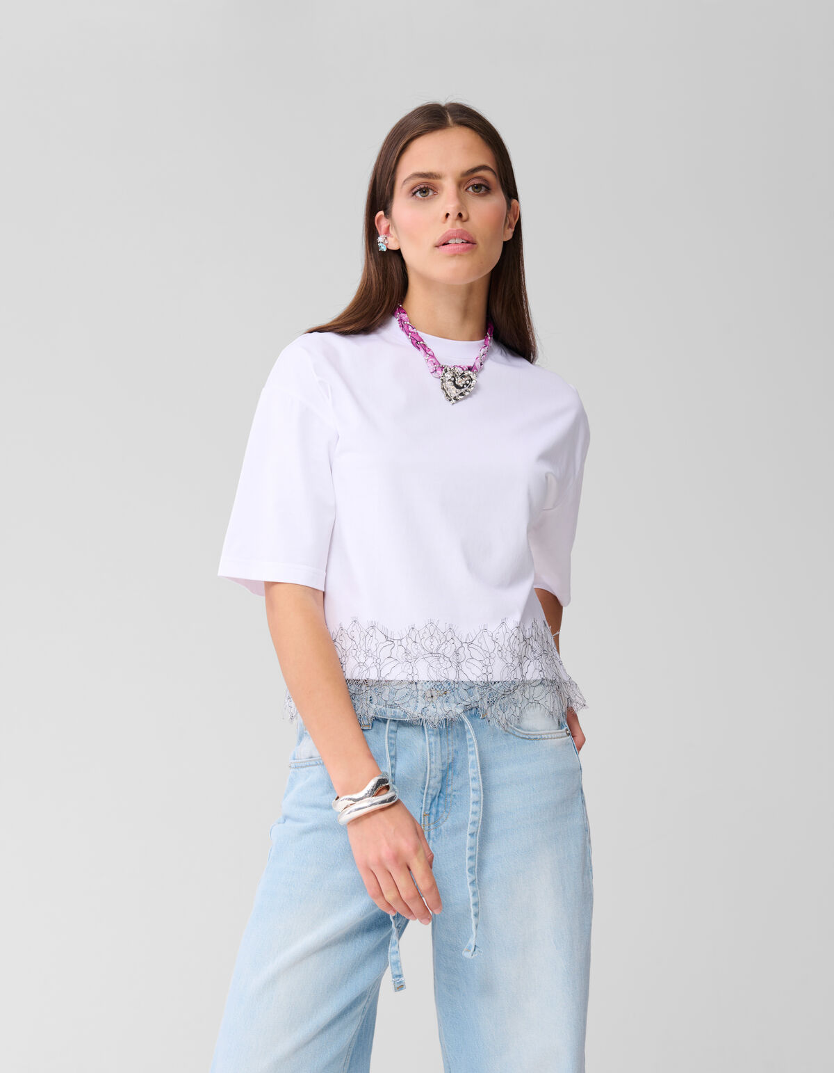 Spitzen-T-Shirt Weiß SHOEBY WOMEN