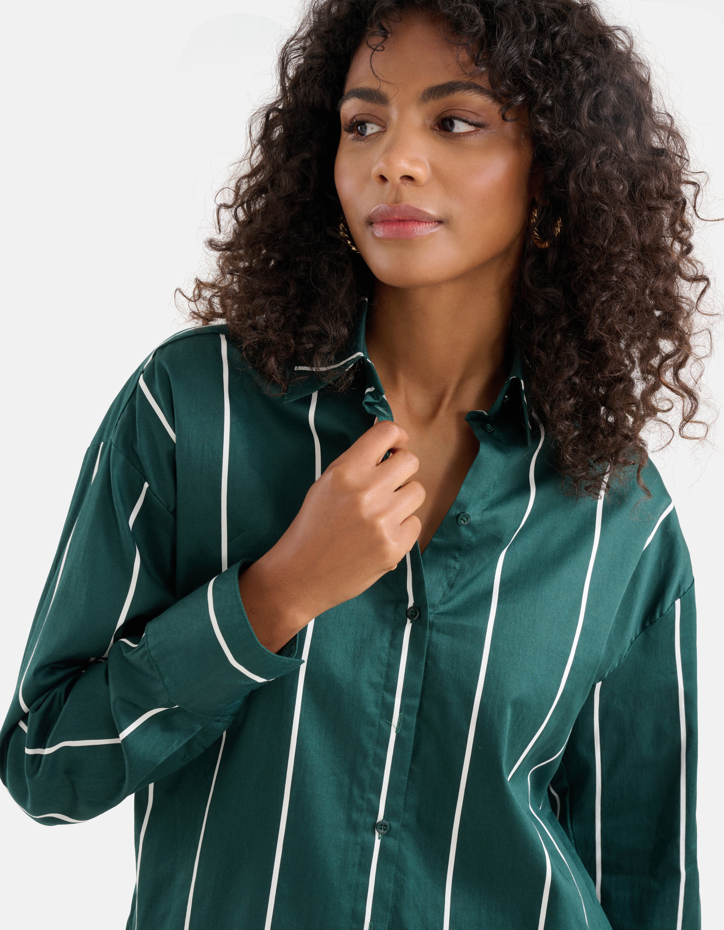 Bluse mit Nadelstreifen aus Spitze Dunkelgrün SHOEBY WOMEN