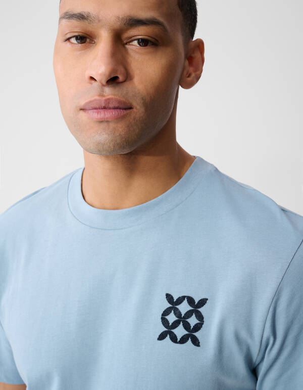 Gestreiftes Logo-Kunst T-Shirt Hellblau SHOEBY MEN