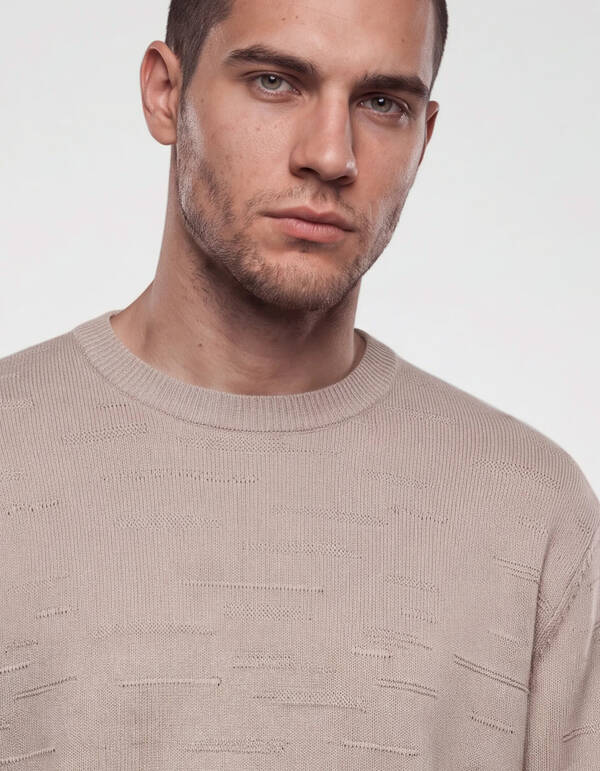 Pullover mit Rippenmuster Beige SHOEBY MEN