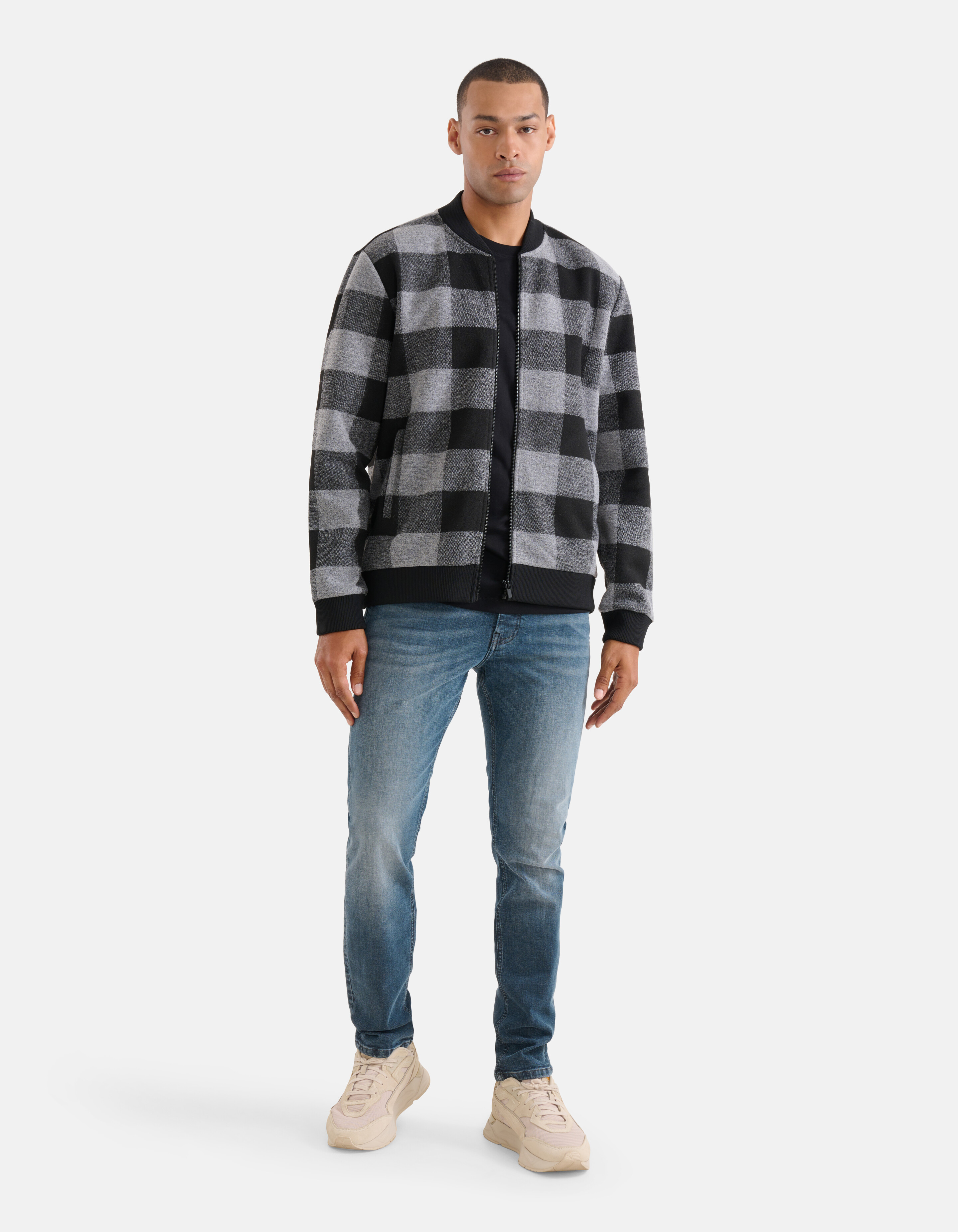 Karierte Bomberjacke Grau SHOEBY MEN