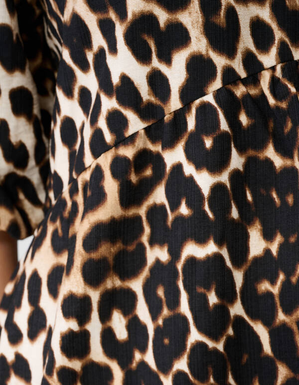 R&uuml;schen Leoparden Maxi Kleid Braun SHOEBY WOMEN