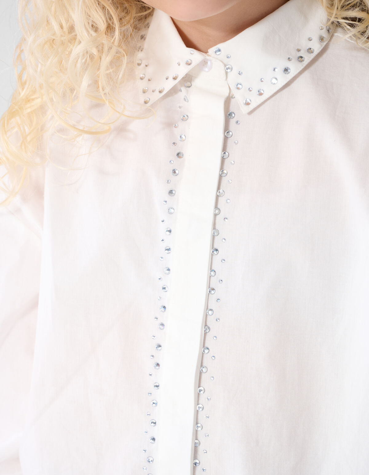 Strass Collar Bluse Wei&szlig; SHOEBY GIRLS