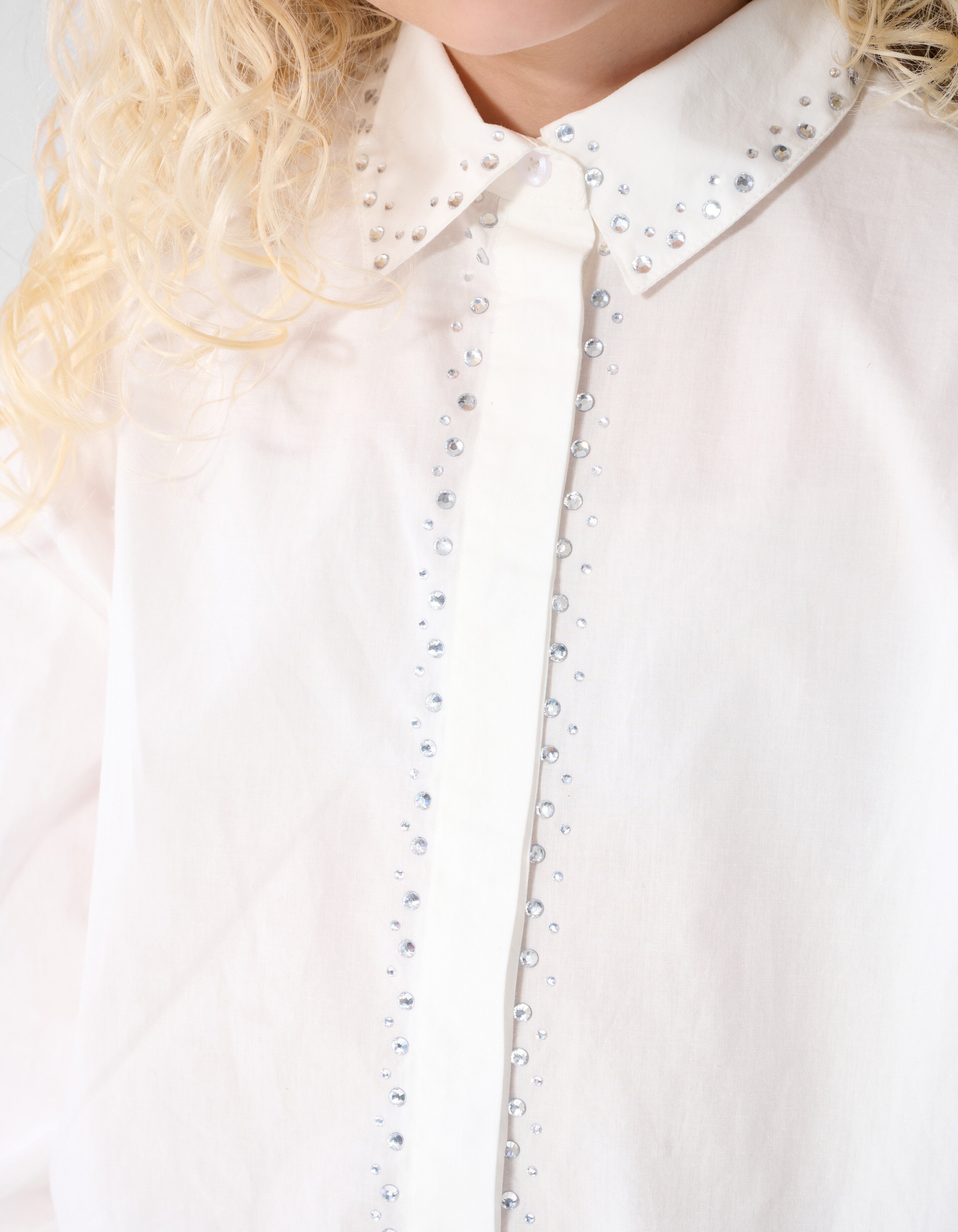 Strass Collar Bluse Wei&szlig; SHOEBY GIRLS