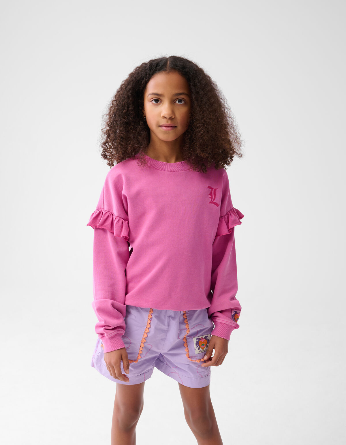 R&uuml;schen-Logo-Pullover Pink SHOEBY GIRLS