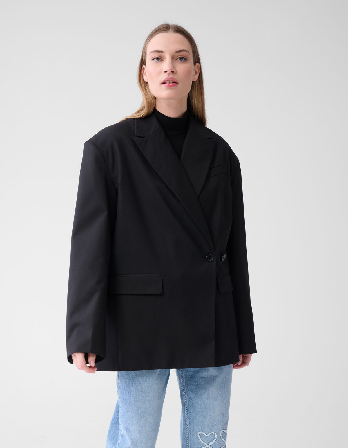 Übergroßer Blazer mit offenem Rücken Schwarz SHOEBY WOMEN