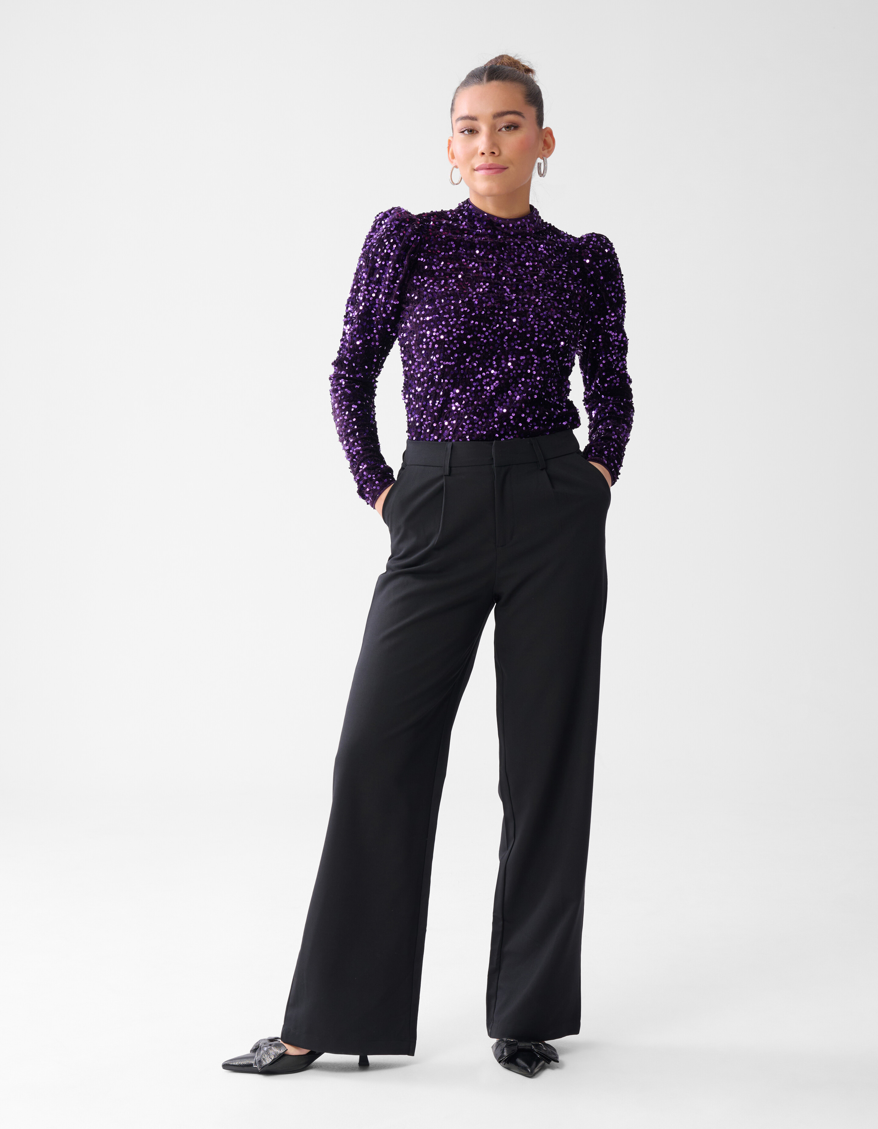Samtpailletten Top Dunkelviolett SHOEBY WOMEN