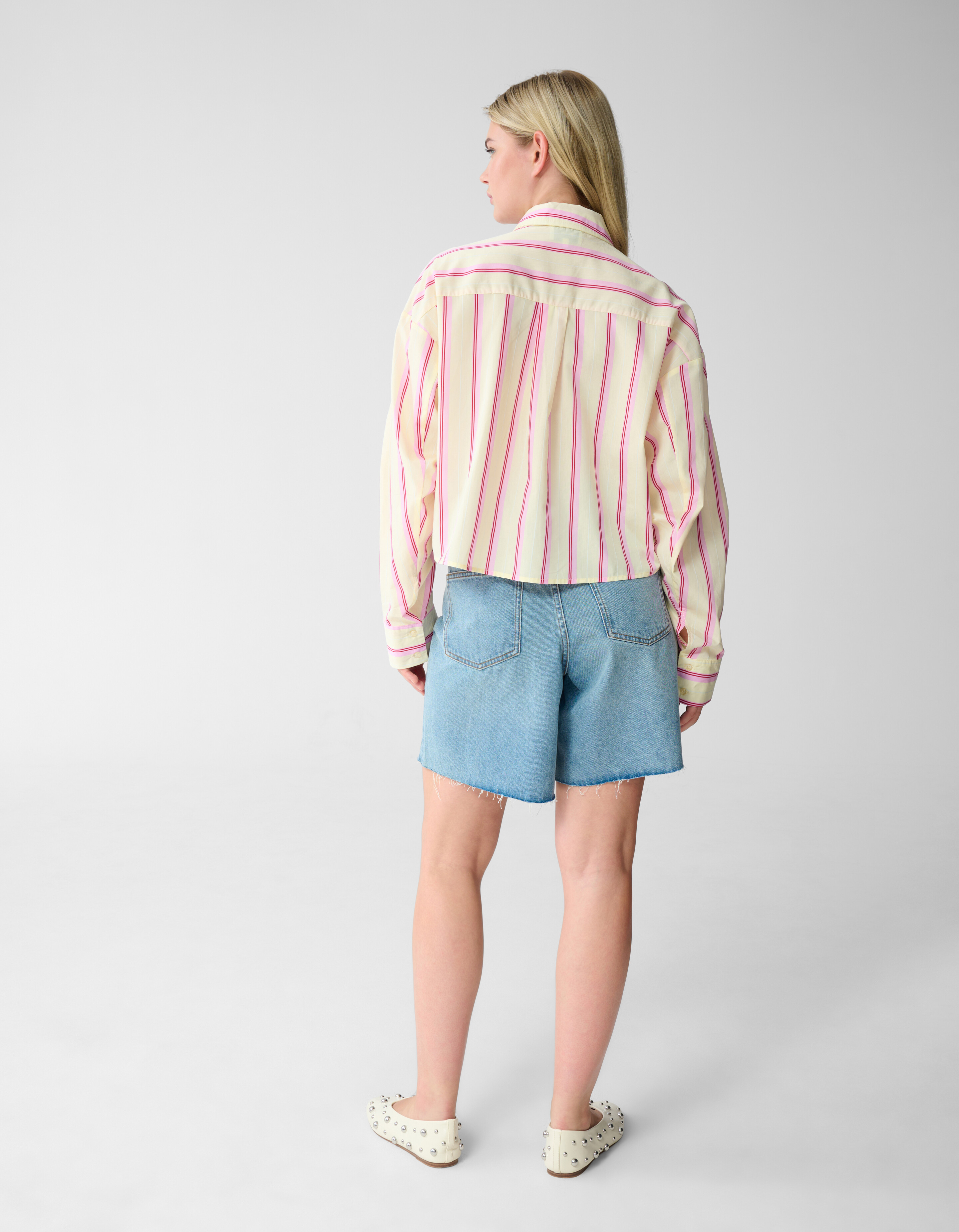 Gestreifte Popeline-Bluse Hellgelb SHOEBY WOMEN