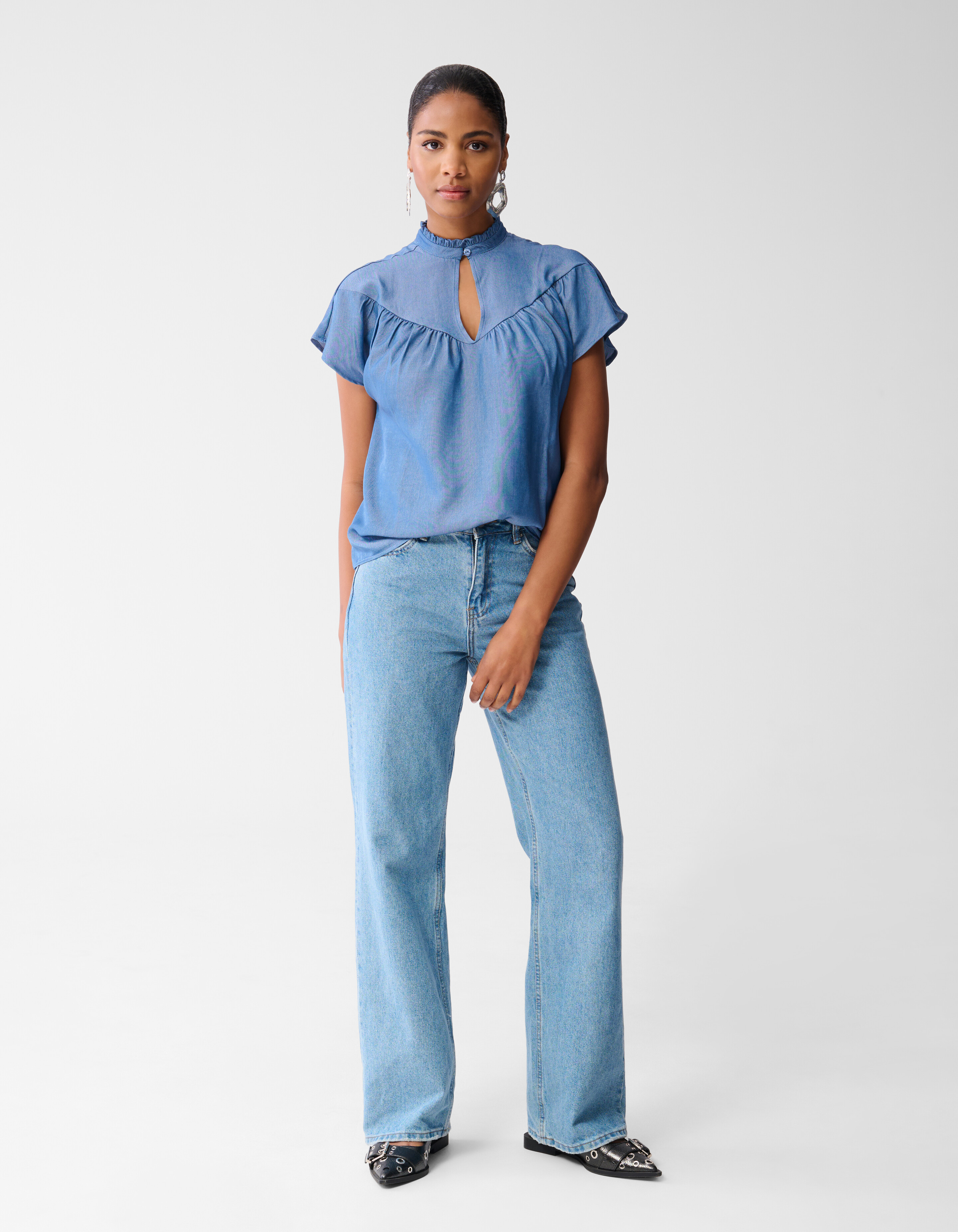 Rüschen-Top Blau SHOEBY WOMEN
