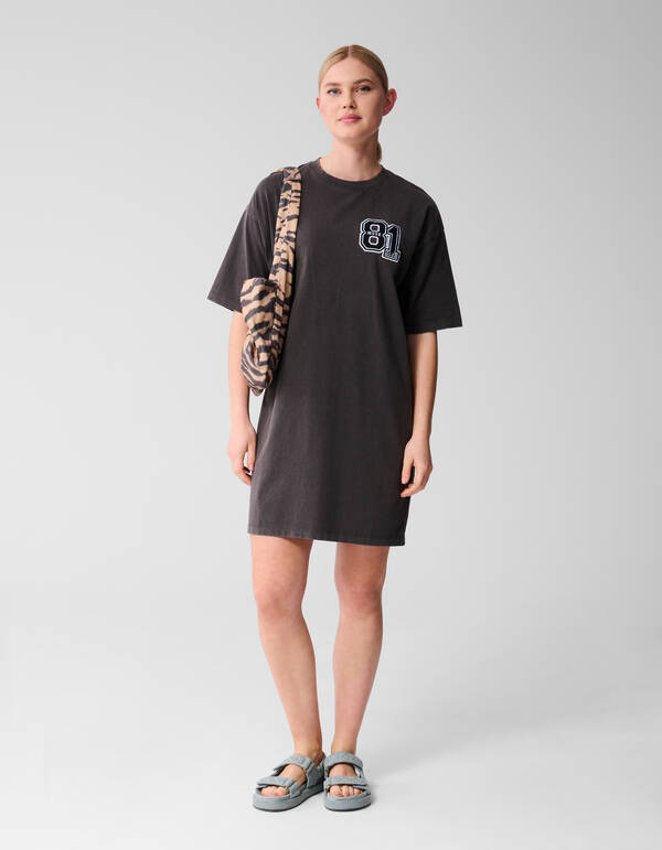 Gewaschenes T-shirt-Kleid Dunkelgrau SHOEBY WOMEN