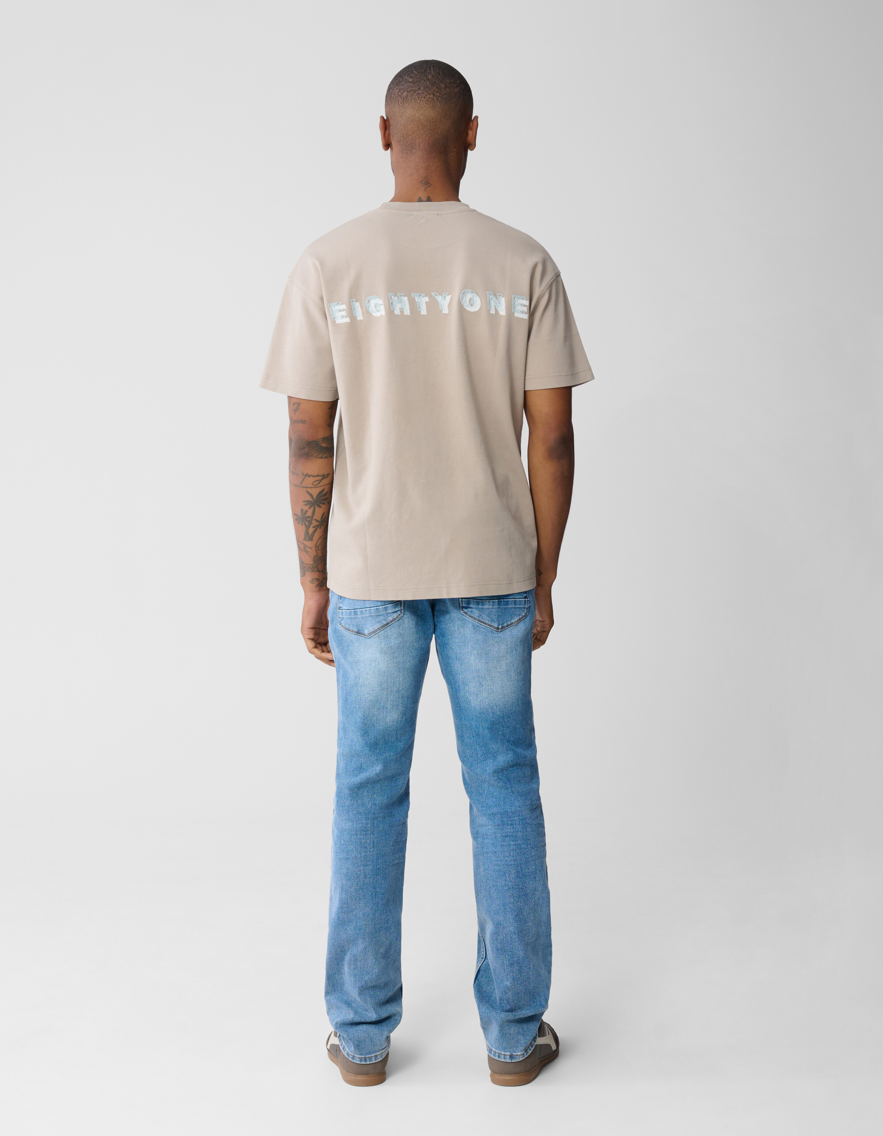 Spark Embroidery T-Shirt Hellbraun SHOEBY MEN