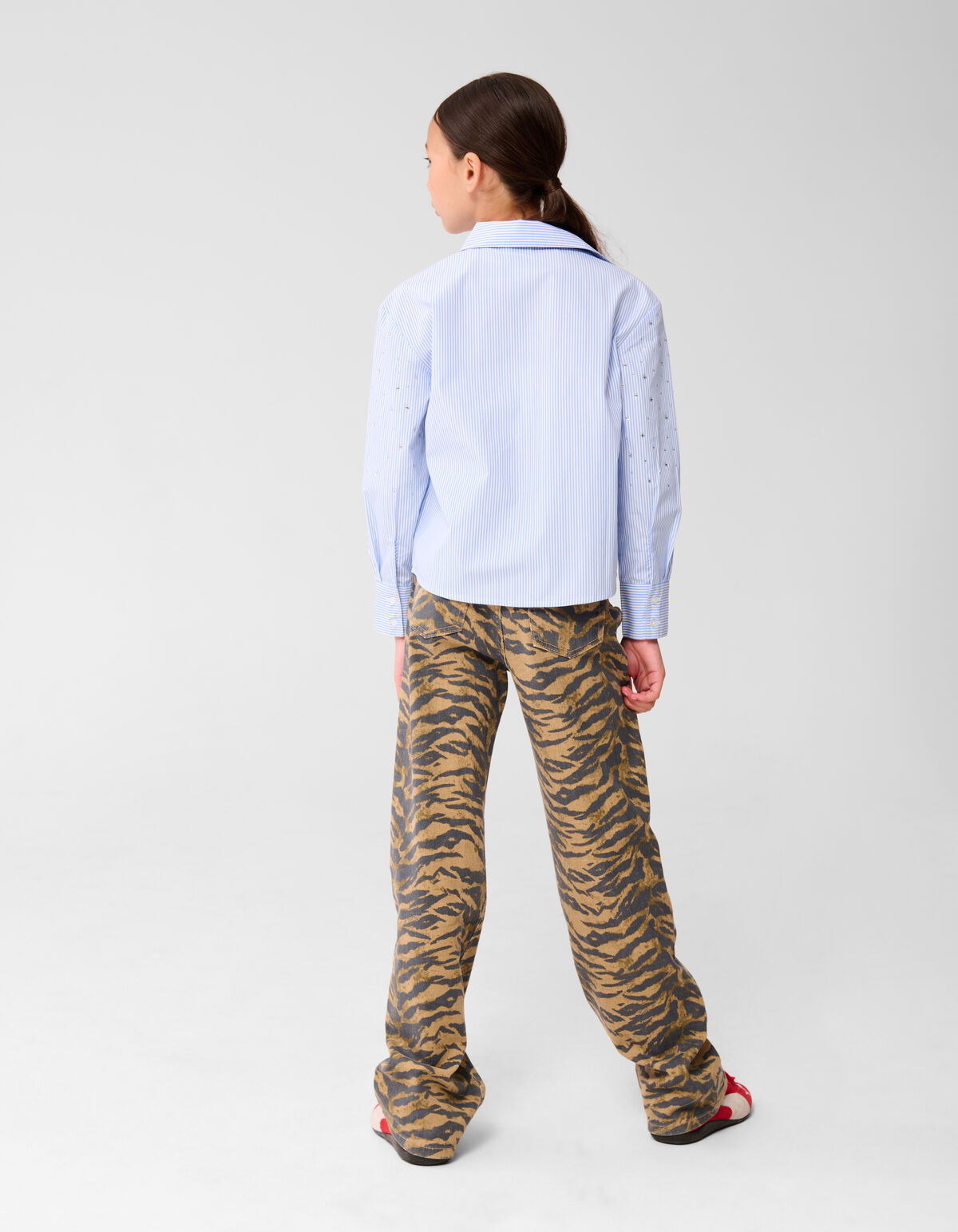 Gestreifte Strass Bluse Himmelblau SHOEBY GIRLS