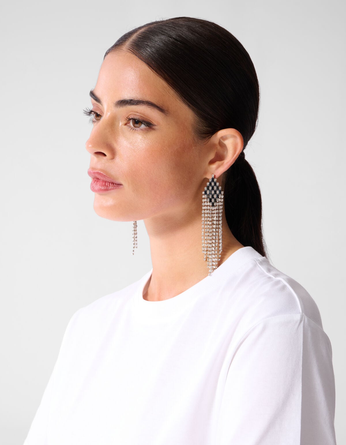 Rautenf&ouml;rmige Strassohrringe Silber SHOEBY ACCESSOIRES