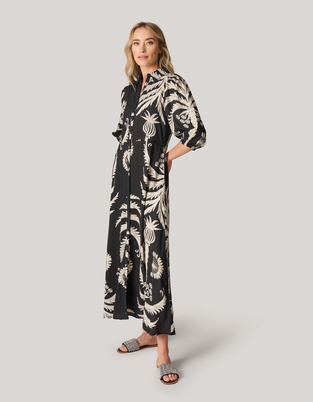 Bedrucktes Maxi Jurk Schwarz/Weiß SHOEBY WOMEN