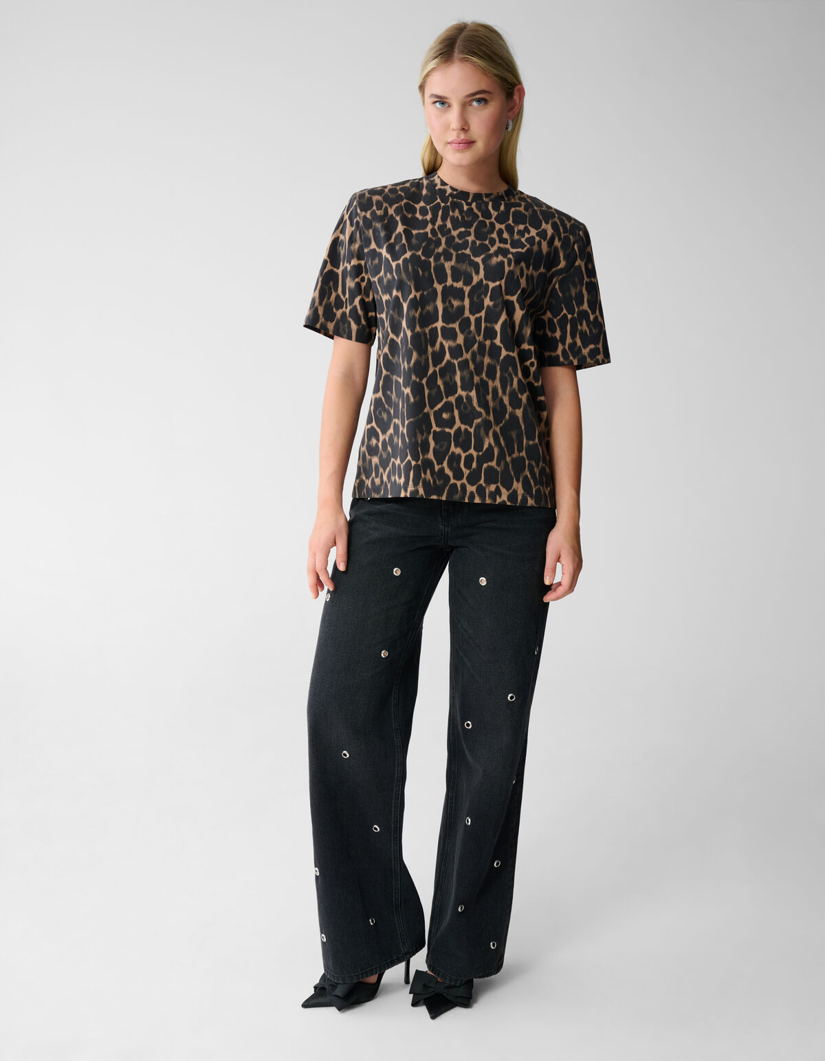 Padded Leopardenmuster T-Shirt Braun SHOEBY WOMEN