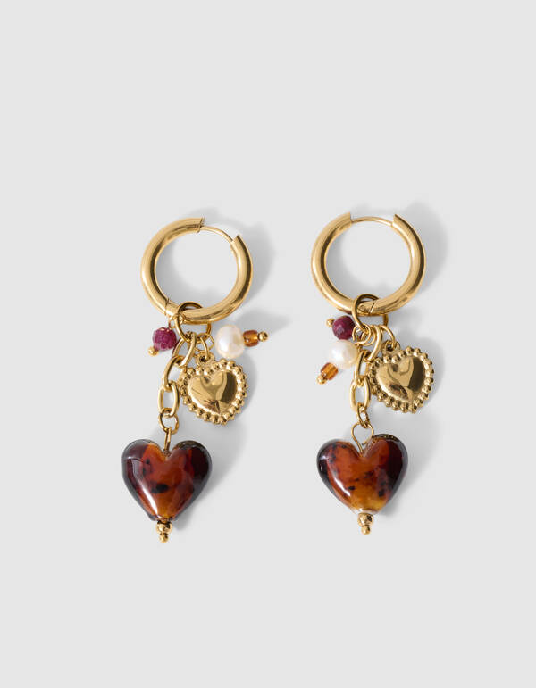 Herz-Charm-Ohrringe Gold SHOEBY ACCESSOIRES