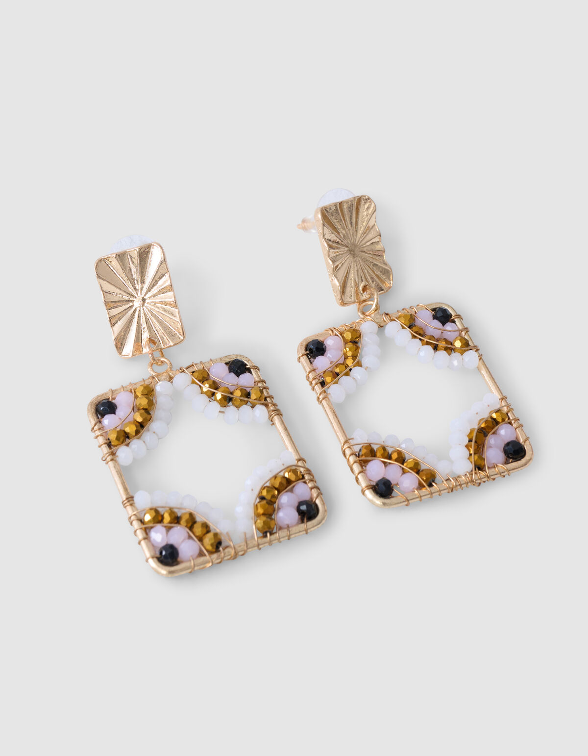 Quadratische Ohrringe mit Perlen Gold SHOEBY ACCESSOIRES