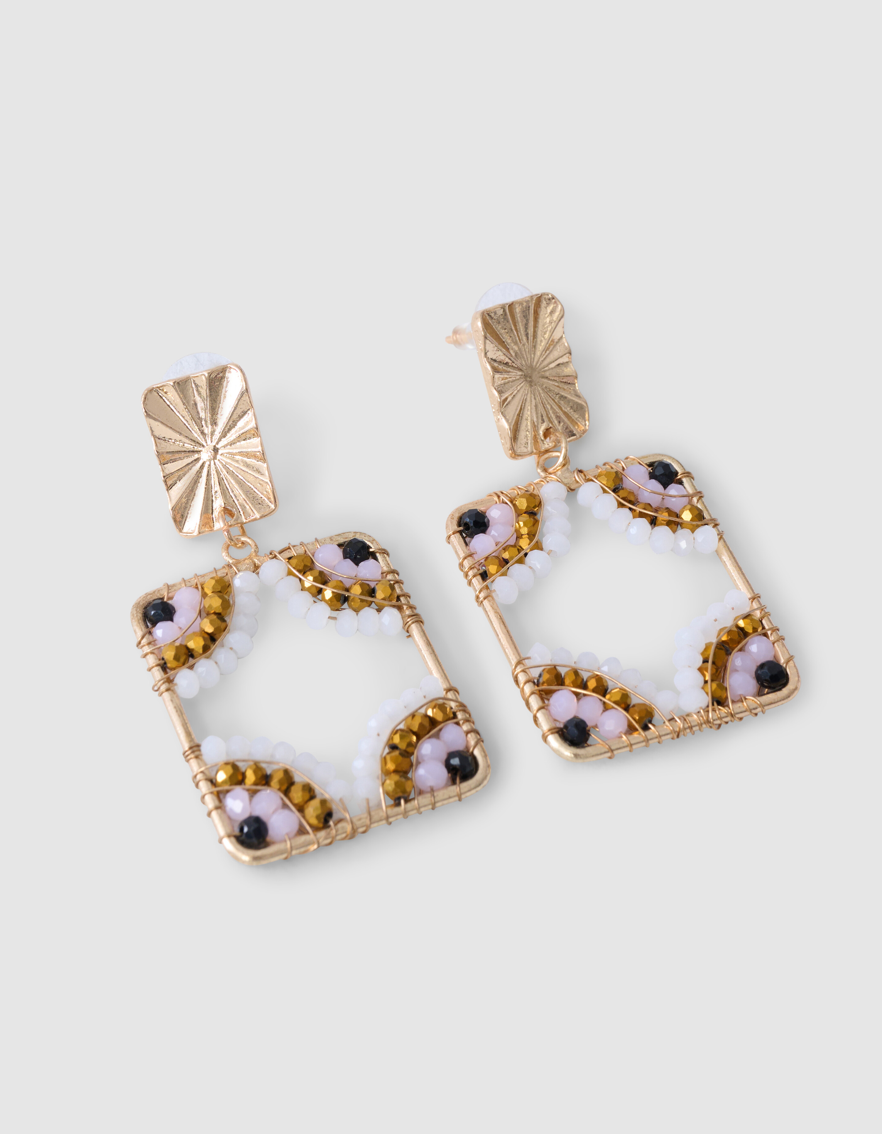 Quadratische Ohrringe mit Perlen Gold SHOEBY ACCESSOIRES