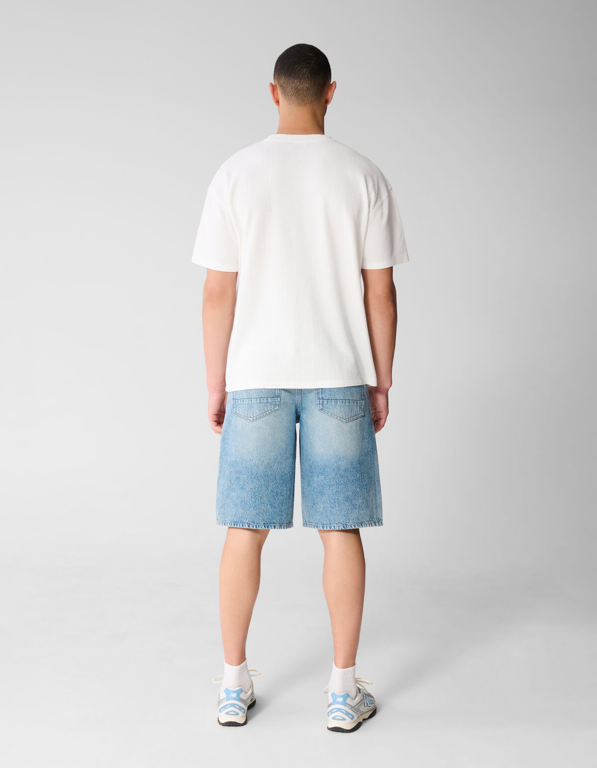 Waffel-Stickerei T-Shirt Wei&szlig; SHOEBY MEN