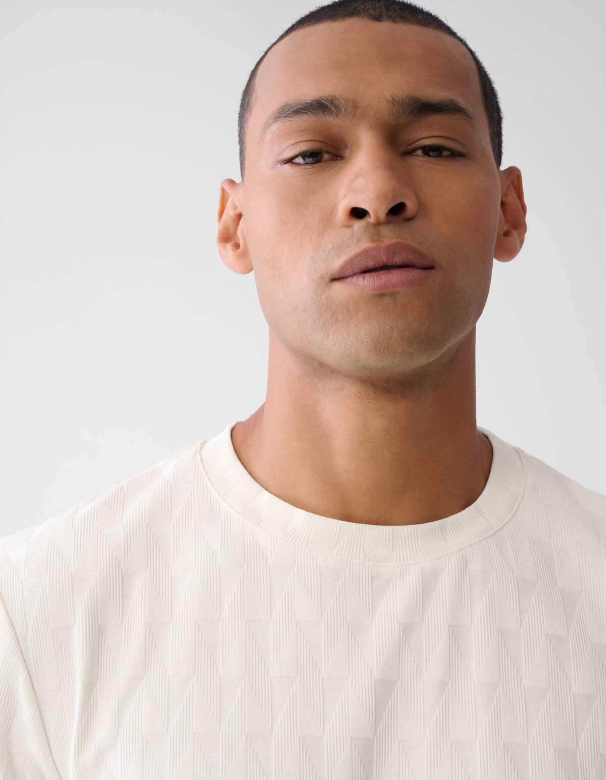 Jacquard T-shirt Off Weiß SHOEBY MEN