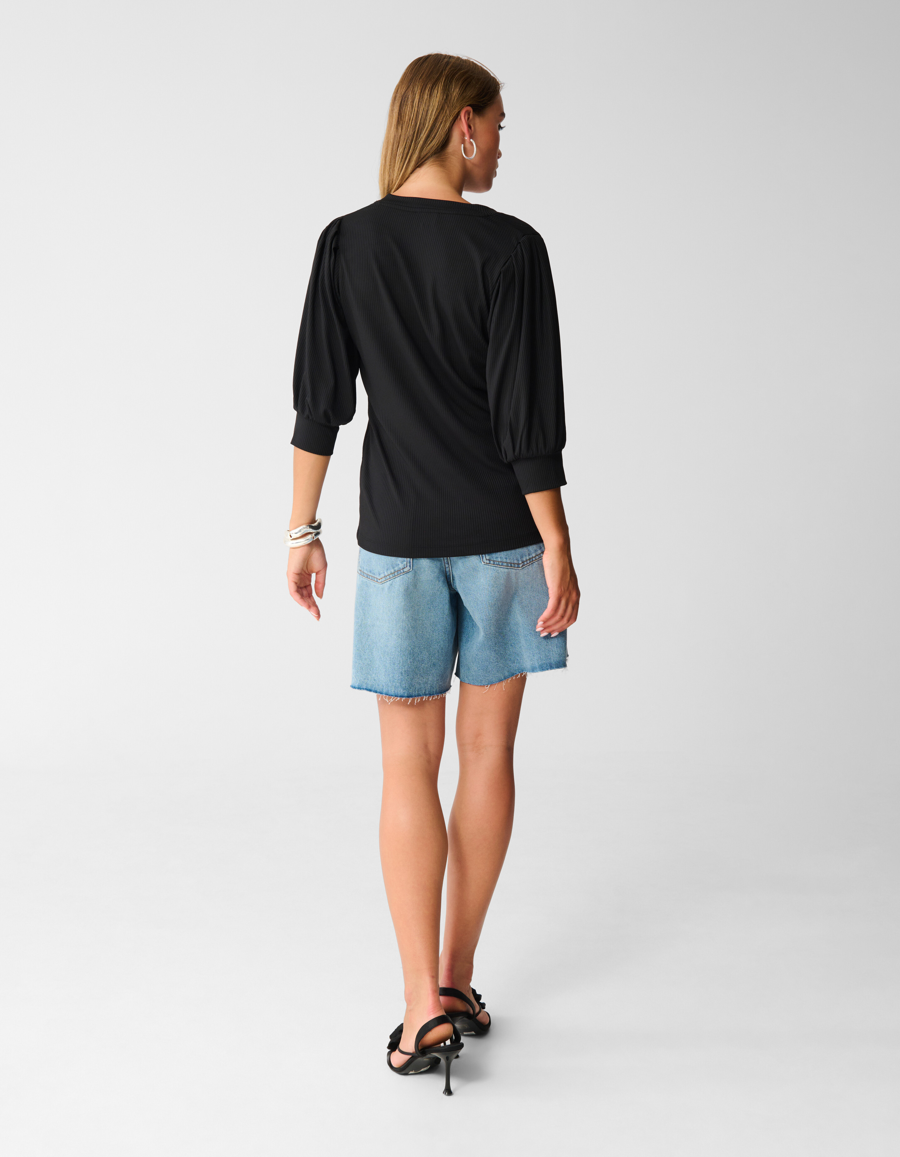 Rippen-Jersey-Top Schwarz SHOEBY WOMEN