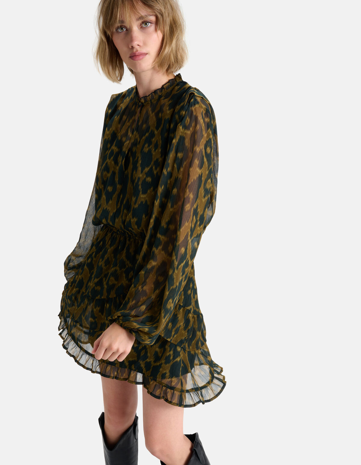 Leopardenmuster-Kleid Dunkelgrün SHOEBY WOMEN