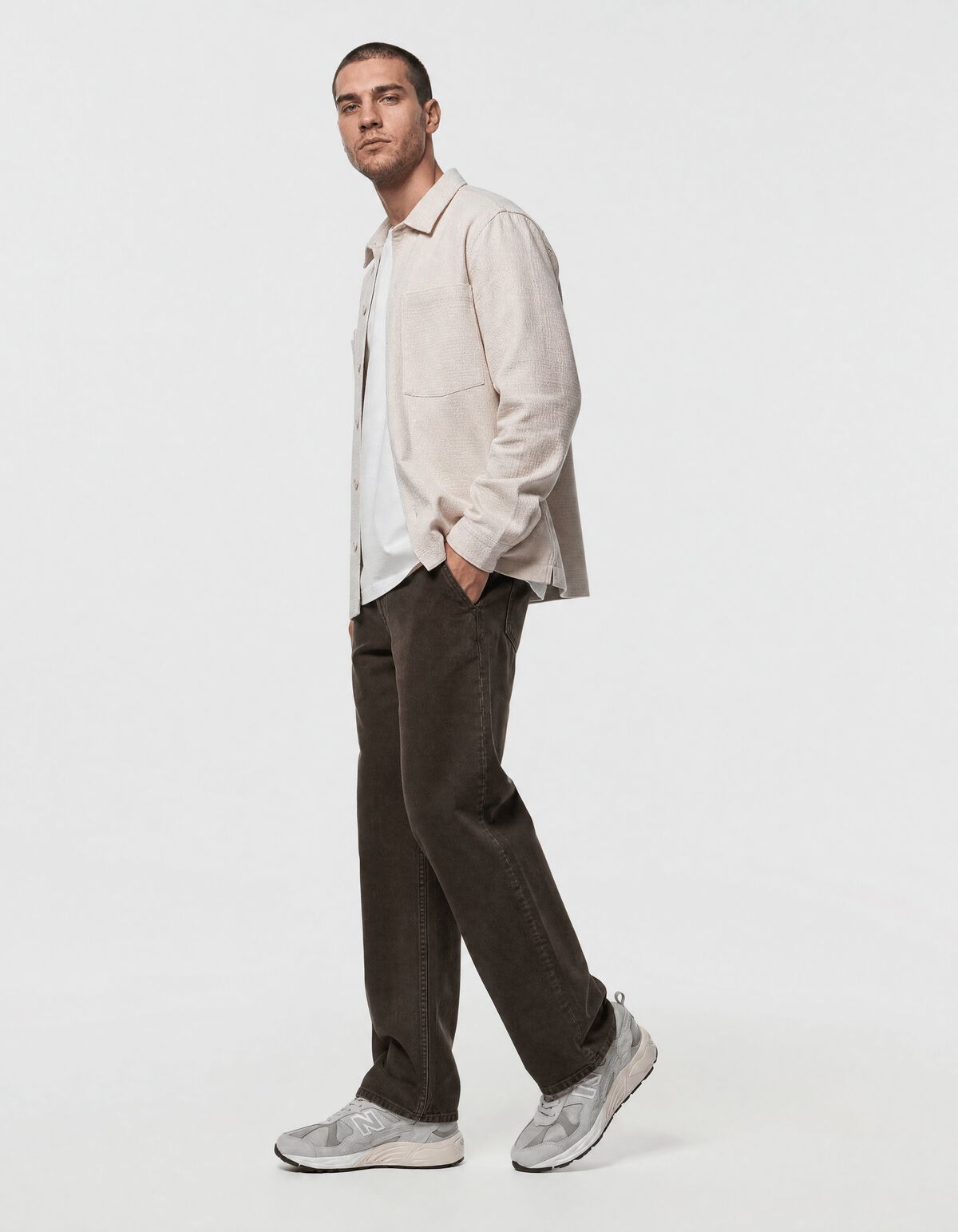 Block-Jacquard-Overshirt Hellgrau SHOEBY MEN