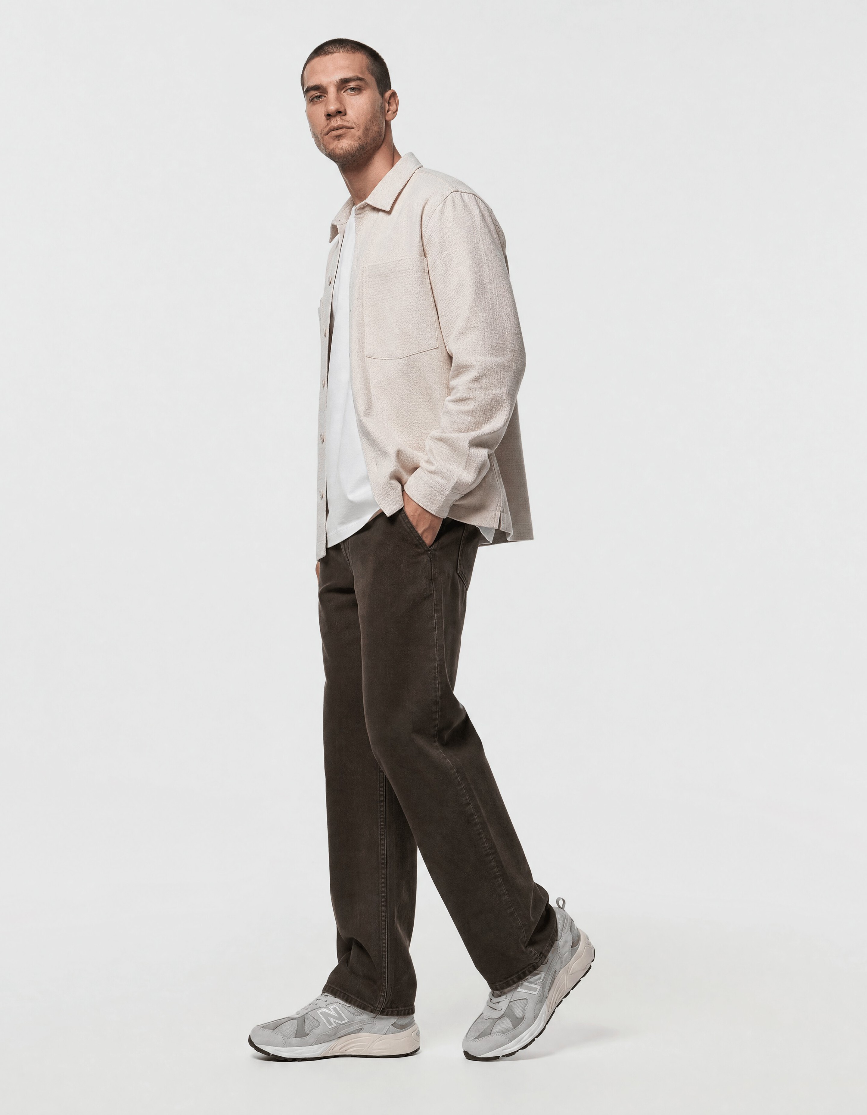 Block-Jacquard-Overshirt Hellgrau SHOEBY MEN